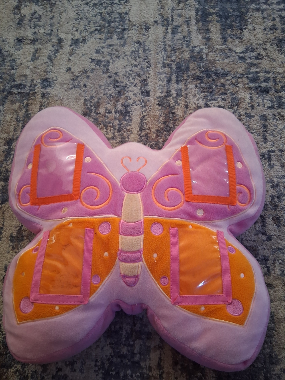 Plush Butterfly Accent Pillow - Pink & Orange